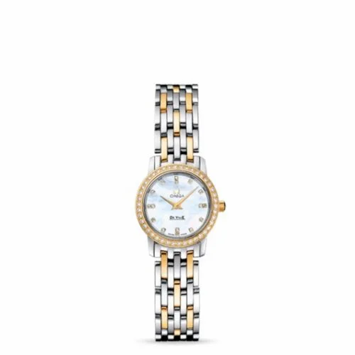 Omega De Ville Prestige Quartz 22 Stainless Steel / Yellow Gold / Diamond / MOP / Bracelet 4375.75.00 (43757500)